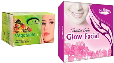 

Pink Root Vegetable Bleach 250g and Nature's Essence Bridal Kit Glow Facial 180g+40ml(Set of 2)