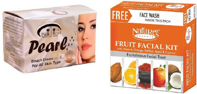 

Pink Root Pearl Bleach 250g and Nature's Essence Fruit Facial Kit 52g(Set of 2)