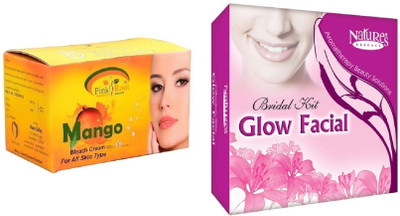 

Pink Root Mango Bleach 250g and Nature's Essence Bridal Kit Glow Facial 180g+40ml(Set of 2)