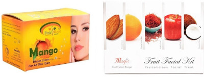 

Pink Root Mango Bleach 250g and Nature's Essence Fruit Facial Kit 180g(Set of 2)