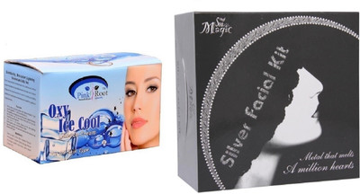 

Pink Root Oxy Ice Bleach 250g and Nature's Essence Silver Facial Kit 180g(Set of 2)