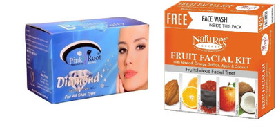 

Pink Root Diamond Bleach 250g and Nature's Essence Fruit Facial Kit 52g(Set of 2)
