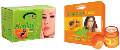

Pink Root Herbal Bleach 250g and Nature's Essence Papaya Facial Treatment Kit for Blemishes &Pigmentation 180g(Set of 2)