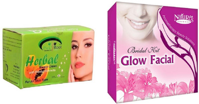 

Pink Root Herbal Bleach 250g and Nature's Essence Bridal Kit Glow Facial 180g+40ml(Set of 2)