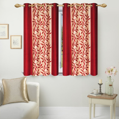

Excel Bazaar 153 cm (5 ft) Polyester Window Curtain (Pack Of 2)(Floral, Maroon)