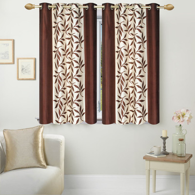 

Excel Bazaar 153 cm (5 ft) Polyester Window Curtain (Pack Of 2)(Floral, Brown)