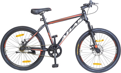 

Atlas U60 Front Suspension Disc Brake With Sporty Frame Design Bike For Teenagers Black 24 T Mountain Cycle(Single Speed, Multicolor), Black;red