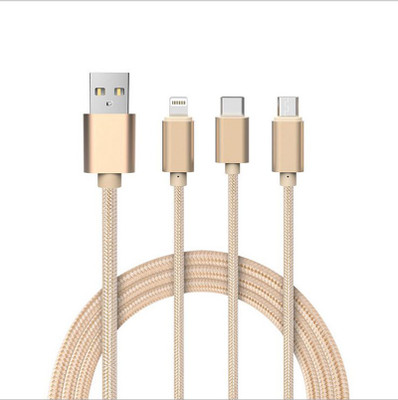 

Electrucious Fiber 3 in 1 USB Charging Cable with 8 Pin Lightning, USB Type C, Micro USB Charging Cable With Fast Charging Support Network Cable(All Smartphones, Multicolor)