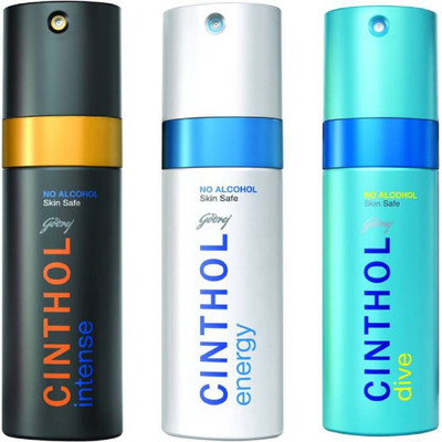 

Godrej CINTHOL DEO SPRAY NO ALCOHOL 150ML+150ML+150ML PACK OF 3 PC Body Spray - For Men & Women(450 ml, Pack of 3)