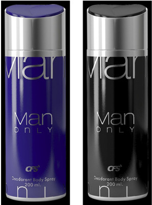 CFS MAN ONLY BLUE & MAN ONLY BLACK DEODORANT BODY SPRAY 200ML + 200ML PACK OF 2 PC FOR MEN Body Spray - For Men(400 ml, Pack of 2)