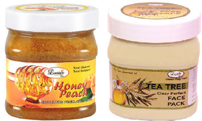 

Luster Honey Peach Exfoliating Facial Gel Scrub + Tea Tree Clear Perfect FacePack (Combo of 2)(1000 ml)