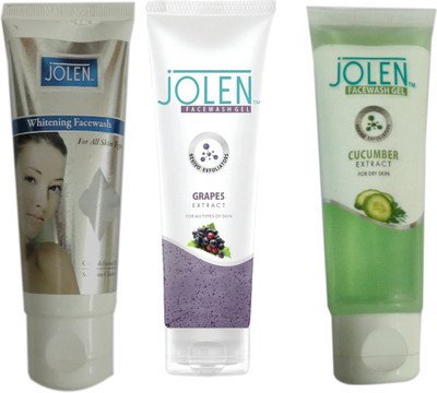 

Jolen GRAPE EXTRACT FACE WASH GEL 60 GM +WHITENING FACE WASH GEL 60 GM + CUCUMBER EXTRACT FACE WASH GEL 60 GM Face Wash(60 g)