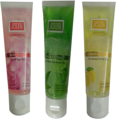 

Jolen LEMON EXTRACT FACE WASH GEL 60 GM +NEEM EXTRACT FACE WASH GEL 60 GM + ROSE WATER EXTRACT FACE WASH GEL 60 GM Face Wash(60 g)