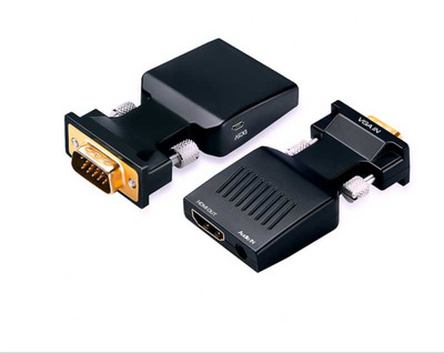 

PremiumAV VGA to USB/hdmi Adaeptr micro interface HDMI Female to VGA Male Converter with AUX Audio Port for PC, Laptop, TV & Projector Gaming Adapter(Black, For PC)