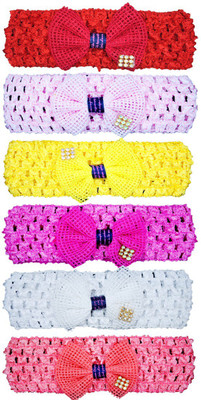 

FAVINO Crochet Cutwork Flower Headband For Cute Baby ( Pink , Red , White , Peach , Yellow , Baby Pink ) 6 Pcs Set Head Band(Multicolor)