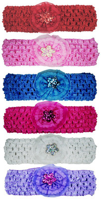 

FAVINO Crochet Cutwork Flower Headband For Cute Baby ( Pink , Red , Blue , White , Purple , Baby Pink ) 6 Pcs Set Head Band(Multicolor)