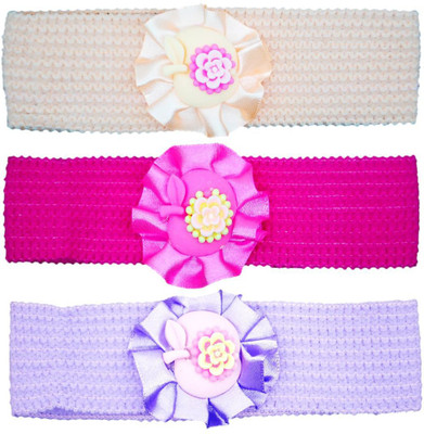 

FAVINO Crochet Cutwork Flower Headband For Cute Baby ( Pink , Cream , Purple ) 3 Pcs Set Head Band(Multicolor)