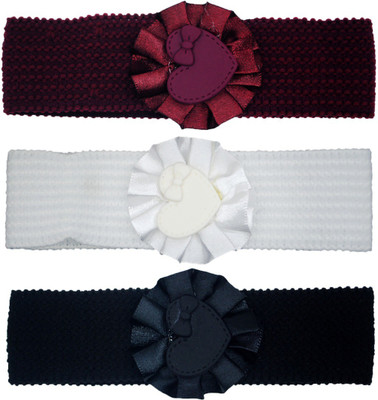 

Netboys Crochet Cutwork Flower Baby Headband ( Dark Red , White , Black ) 3 Pcs Set Head Band(Multicolor)