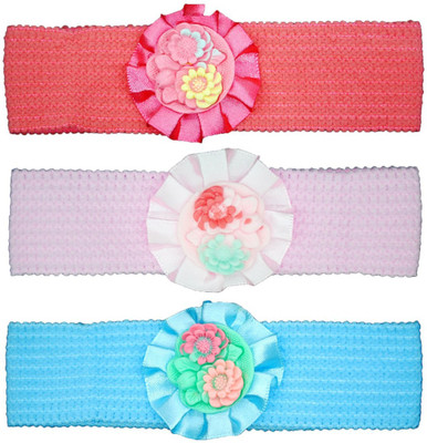 

FAVINO Crochet Cutwork Flower Headband For Cute Baby ( Pink , Peach , Blue ) 3 Pcs Set Head Band(Multicolor)