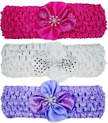 

Netboys Crochet Cutwork Flower Baby Headband ( Pink , White , Purple ) 3 Pcs Set Head Band(Multicolor)