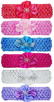 

Netboys Crochet Cutwork Flower Baby Headband ( Pink , Peach , Blue , White , Purple , Baby Pink ) 6 Pcs Set Head Band(Multicolor)