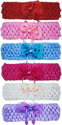 

Netboys Crochet Cutwork Flower Baby Headband ( Pink , Red , Blue , White , Purple , Baby Pink ) 6 Pcs Set Head Band(Multicolor)