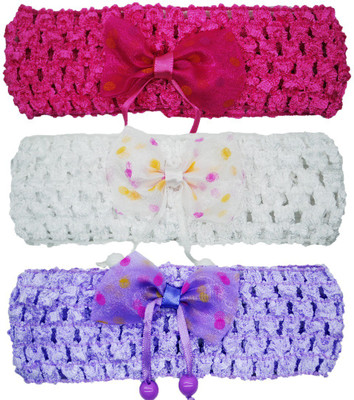 

Netboys Crochet Cutwork Flower Baby Headband ( Pink , White , Purple ) 3 Pcs Set Head Band(Multicolor)