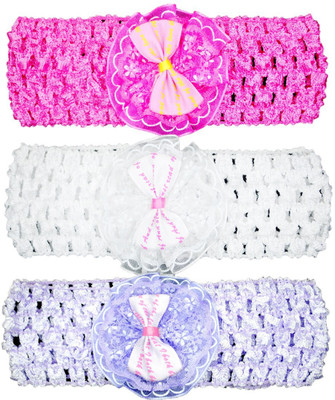 

Netboys Crochet Cutwork Flower Baby Headband ( Pink , White , Purple ) 3 Pcs Set Head Band(Multicolor)