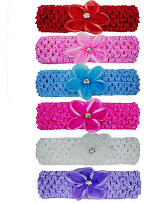 

FAVINO Crochet Cutwork Flower Headband For Cute Baby ( Pink , Red , Blue , White , Purple , Baby Pink ) 6 Pcs Set Head Band(Multicolor)