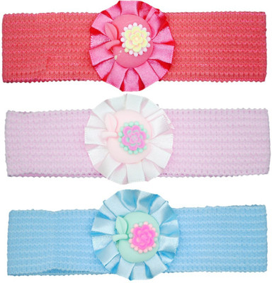 

Netboys Crochet Cutwork Flower Baby Headband ( Peach , Pink , Blue ) 3 Pcs Set Head Band(Multicolor)