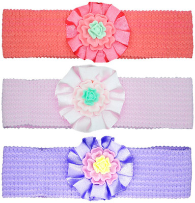 

FAVINO Crochet Cutwork Flower Headband For Cute Baby ( Peach , White , Purple ) 3 Pcs Set Head Band(Multicolor)