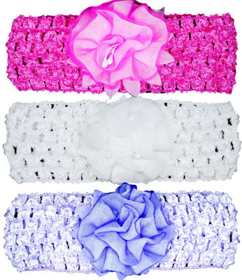 

FAVINO Crochet Cutwork Flower Headband For Cute Baby ( Pink , White , Purple ) 3 Pcs Set Head Band(Multicolor)