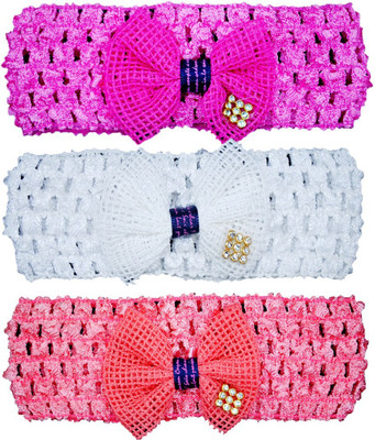 

Netboys Crochet Cutwork Flower Baby Headband ( Pink , White , Peach ) 3 Pcs Set Head Band(Multicolor)