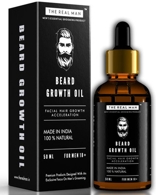 

THE REAL MAN Beard Growth Oil. Men’s Mustache & Beard Growth Oil,100% Natural & Organic, Conditioner & Softener for Men,50ml. Beard Care With Best Beard Oil - For Best Beard Look. (50ml) Hair Oil(50 ml)