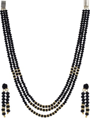 poojithajewellers Mother of Pearl Black Jewellery Set(Pack of 1)