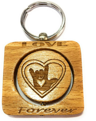 

SB-fisa Love Forever Love Symbol Wooden Key Ring Key Chain