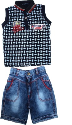 ZADMUS Boys Party(Festive) T-shirt Shorts(Red)