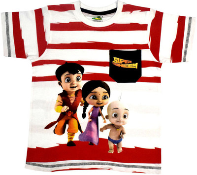 SUPER BHEEM Boys Printed Cotton T Shirt(Red, Pack of 1) Flipkart