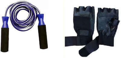 Monika Sports gym gloves + plastic skipping rope for exercise Home Gym Kit