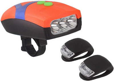 

FurMito Bicycle Head Light within Horn and 2 Blinker Safety LED Front Rear Light Combo(Orange, Black), White