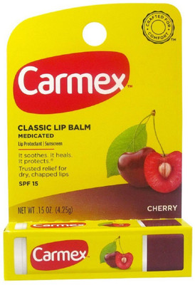 

carmex Cherry Flavor Lip Balm SPF 15, 0.15 oz (Stick in Carded box) Cherry(Pack of: 1, 4.25 g)