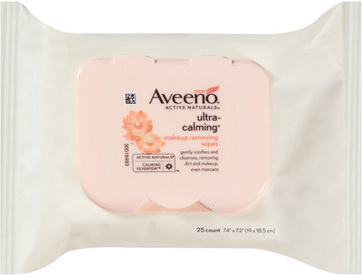 

Aveeno Ultra-Calming Cleansing Oil-Free Makeup Removing Wipes for Sensitive Skin, 25 Count Makeup Remover(226 g)