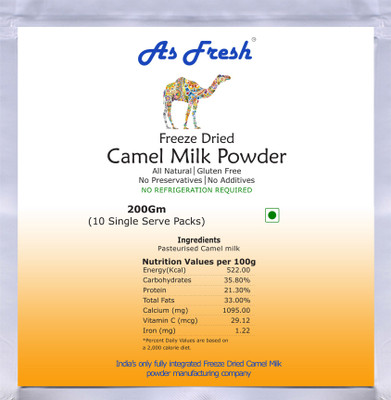 As Fresh Freeze Dried Camel Milk powder-200g (Freeze Dried, 100% Pure, Gluten Free) Milk Powder(200 g, Pack of 10)