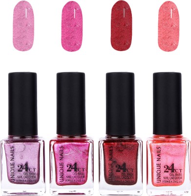 

Unique Nails 24 CT Gel Base Lacquer Vernis A Ongles Nail polish Set Pastel Purple,High Shining Purple,Shining Wine,Peppy Shine Pink(Pack of 4)