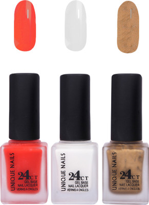 

Unique Nails Velvet Matte Nail Polish Orange Matte,White Matte,Golden Matte(Pack of 3)