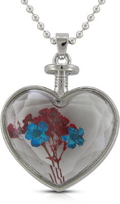 Fabfashion Heart Shape Flower Design Pendant Platinum Alloy Pendant