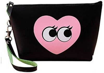 

MK Waterproof Cosmetic Pouch Travel Case Make up Bag heart Cosmetic Bag(Black)