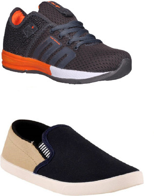 

STYLIVO Combo Pack of Sports Shoe With Loafer For Men's Casuals For Men(Orange, Beige