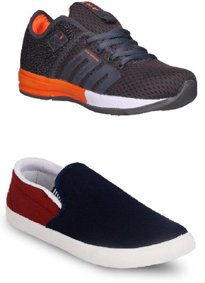 

STYLIVO Combo Pack of Sports Shoe & Loafer For Men's Slip On Sneakers For Men(Brown, Navy, Orange+maroon