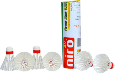 

Niro flying Bird 333 Shuttlecock Feather Shuttle - White(Medium, 77, Pack of 6)
